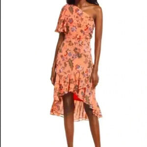 CHELSEA28 Floral One-Shoulder High-Low Dress Size Medium